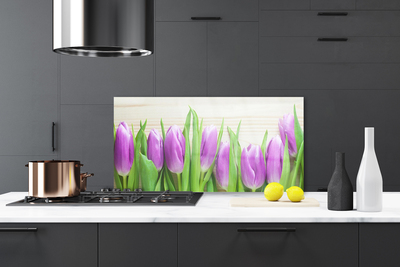 Painel vidro cozinha Tulipas Flores Natureza