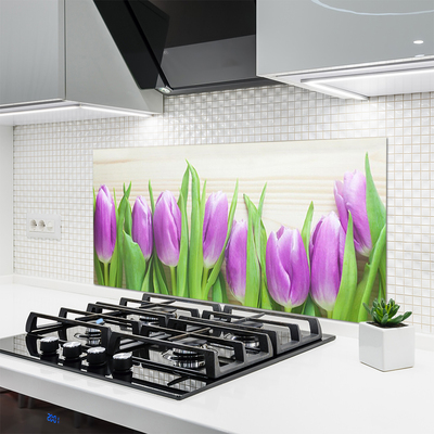 Painel vidro cozinha Tulipas Flores Natureza