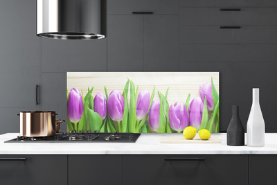Painel vidro cozinha Tulipas Flores Natureza