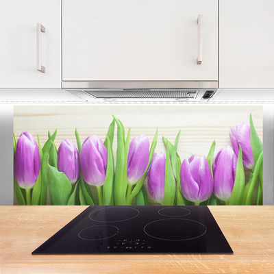 Painel vidro cozinha Tulipas Flores Natureza