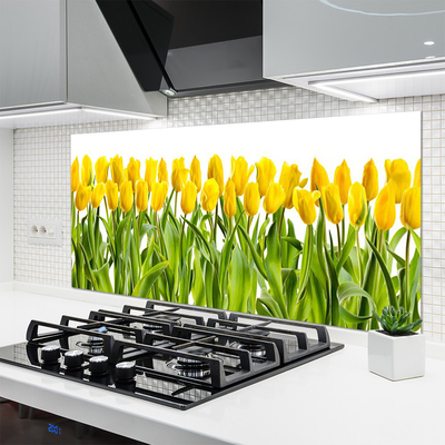 Painel vidro cozinha Tulipas Flores Natureza