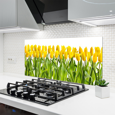 Painel vidro cozinha Tulipas Flores Natureza