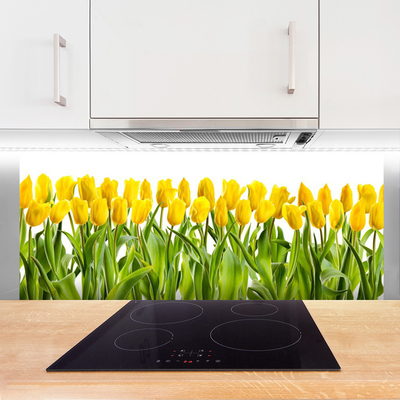 Painel vidro cozinha Tulipas Flores Natureza