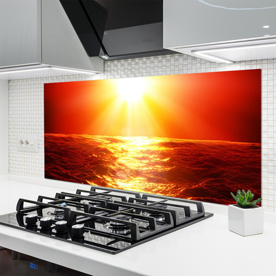 Painel vidro cozinha Onda do mar do pôr do sol