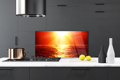 Painel vidro cozinha Onda do mar do pôr do sol