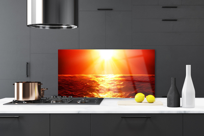 Painel vidro cozinha Onda do mar do pôr do sol