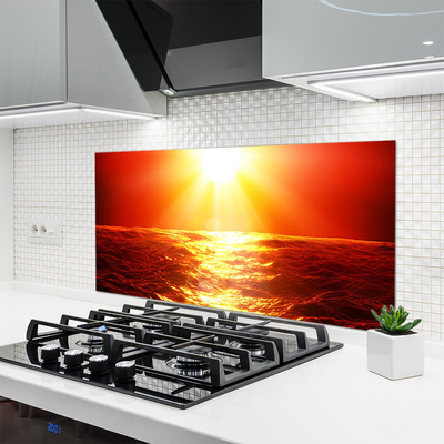 Painel vidro cozinha Onda do mar do pôr do sol