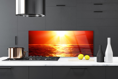 Painel vidro cozinha Onda do mar do pôr do sol