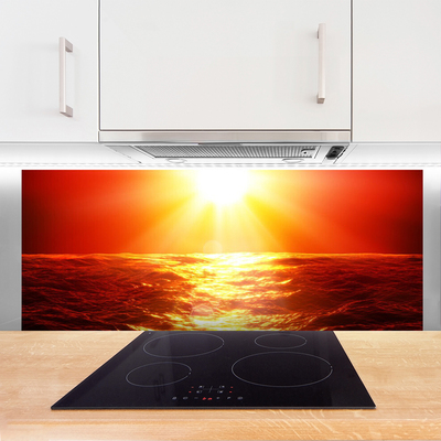 Painel vidro cozinha Onda do mar do pôr do sol
