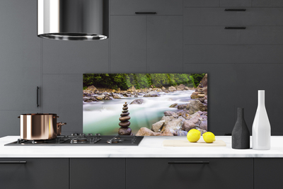 Painel vidro cozinha Rio Riacho da Floresta Montanhas