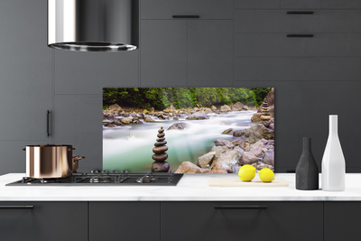 Painel vidro cozinha Rio Riacho da Floresta Montanhas