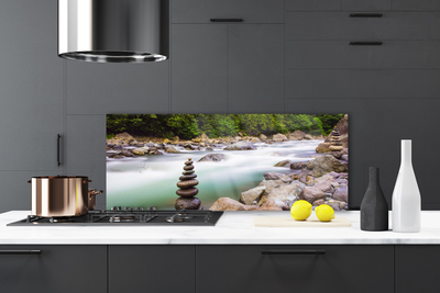 Painel vidro cozinha Rio Riacho da Floresta Montanhas