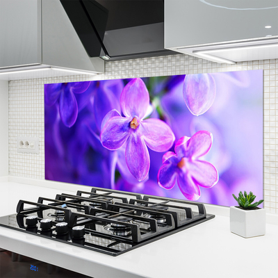 Painel vidro cozinha Flores roxas da natureza