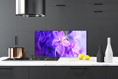 Painel vidro cozinha Flores roxas da natureza