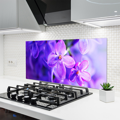 Painel vidro cozinha Flores roxas da natureza