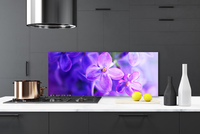 Painel vidro cozinha Flores roxas da natureza
