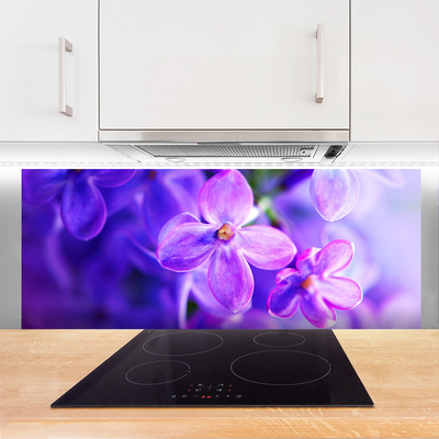 Painel vidro cozinha Flores roxas da natureza