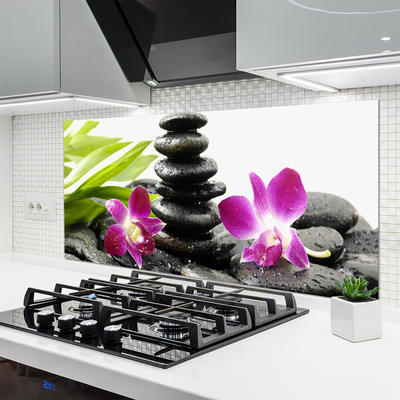 Painel vidro cozinha Pedras de orquídea Zen Spa