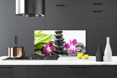 Painel vidro cozinha Pedras de orquídea Zen Spa