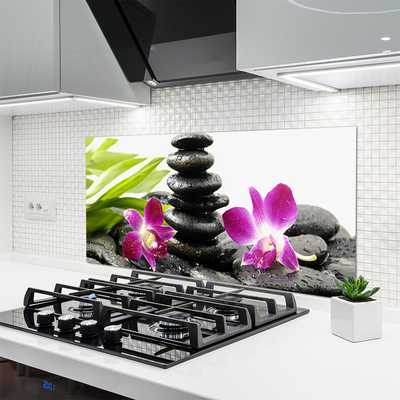 Painel vidro cozinha Pedras de orquídea Zen Spa