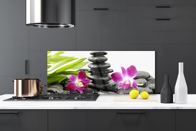 Painel vidro cozinha Pedras de orquídea Zen Spa