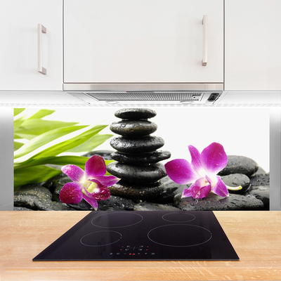 Painel vidro cozinha Pedras de orquídea Zen Spa