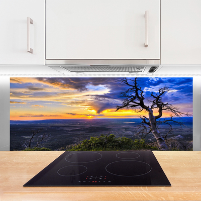 Painel vidro cozinha Árvore do Pôr do Sol