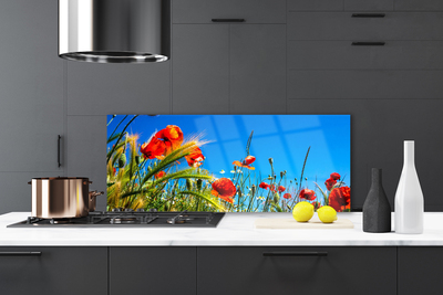 Painel cozinha Flores Papoulas Campo Grama
