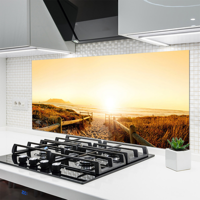 Painel vidro cozinha Caminho Praia Mar