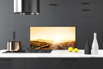 Painel vidro cozinha Caminho Praia Mar