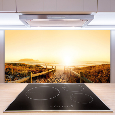 Painel vidro cozinha Caminho Praia Mar