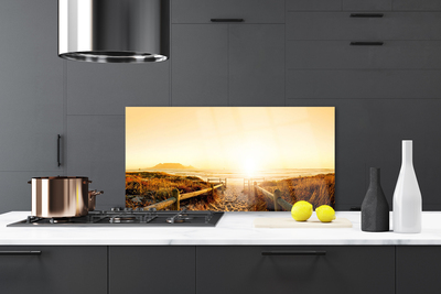 Painel vidro cozinha Caminho Praia Mar