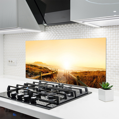 Painel vidro cozinha Caminho Praia Mar