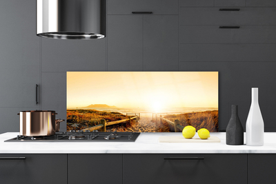 Painel vidro cozinha Caminho Praia Mar