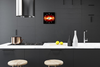 Relógio quadrado Flor de fogo