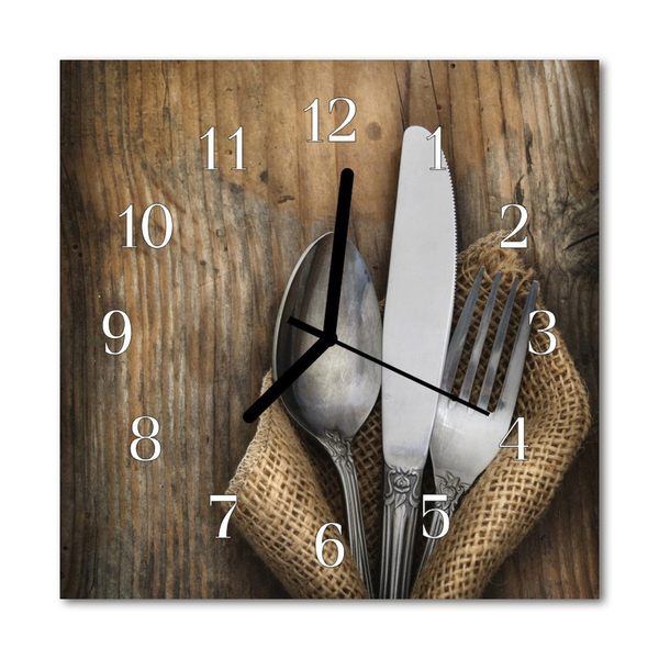 Relógio quadrado Talheres de cozinha