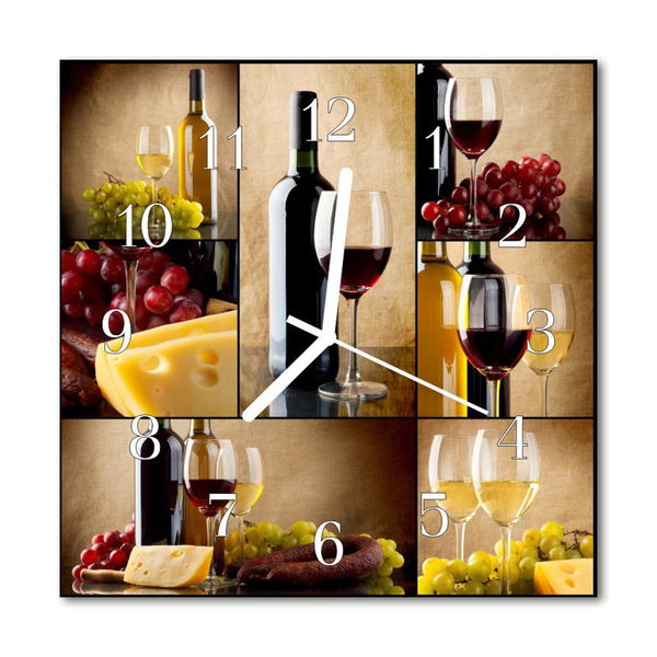 Relógio quadrado Uma garrafa de vinho