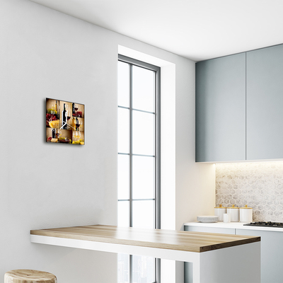 Relógio quadrado Uma garrafa de vinho