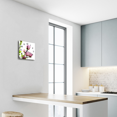 Relógio quadrado flor de magnólia