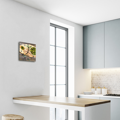 Relógio quadrado Azeitonas de madeira