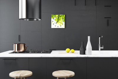 Relógio quadrado Folhas