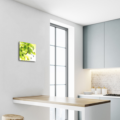 Relógio quadrado Folhas