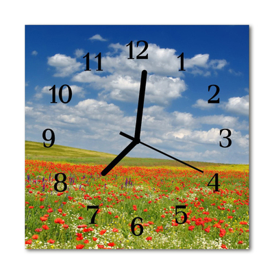 Relógio quadrado Campo de papoulas