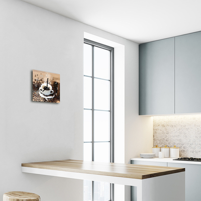 Relógio quadrado Uma xícara de café