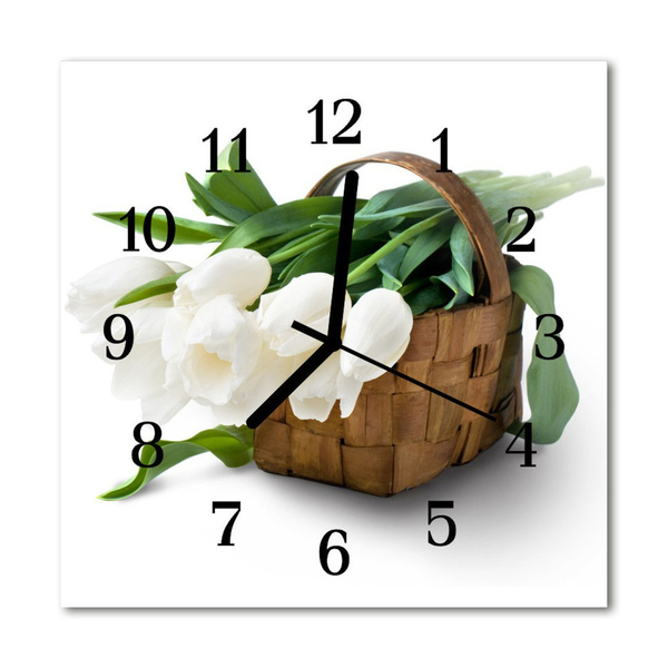 Relógio quadrado Cesta de tulipas