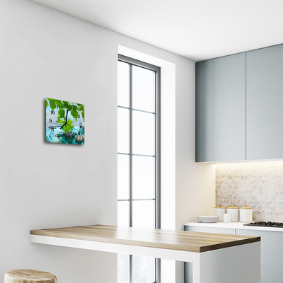 Relógio quadrado Folhas