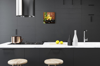 Relógio quadrado Orquídea de bambu