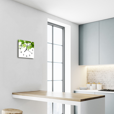 Relógio quadrado Folhas