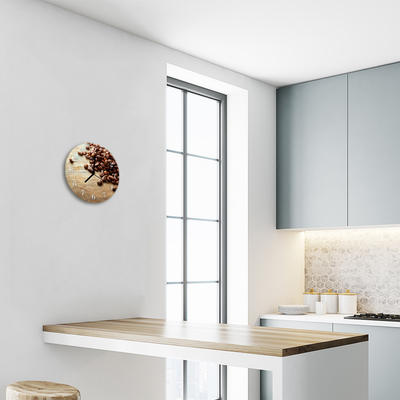 Relógio de vidro redondo Grãos de café