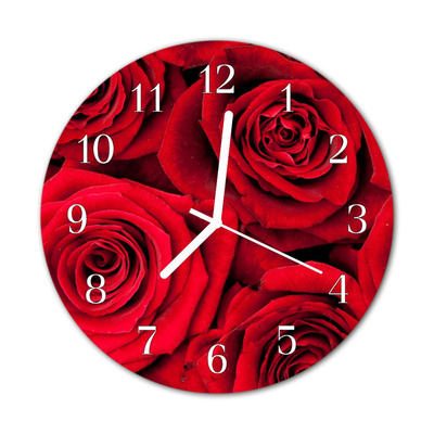 Relógio de vidro redondo Rosas